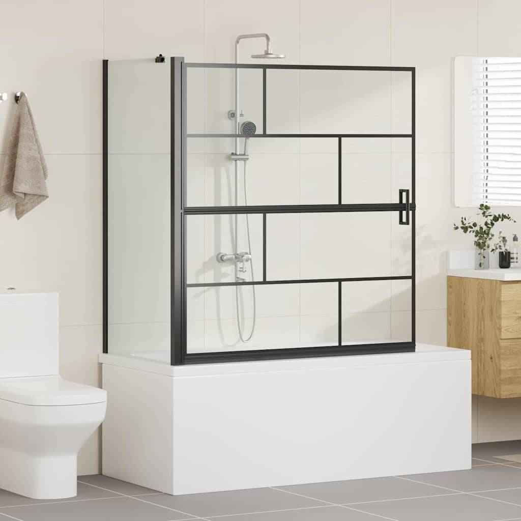 vidaXL Bad-Duschschirm Schwarz und Transparent 116 x 68 x 128 cm