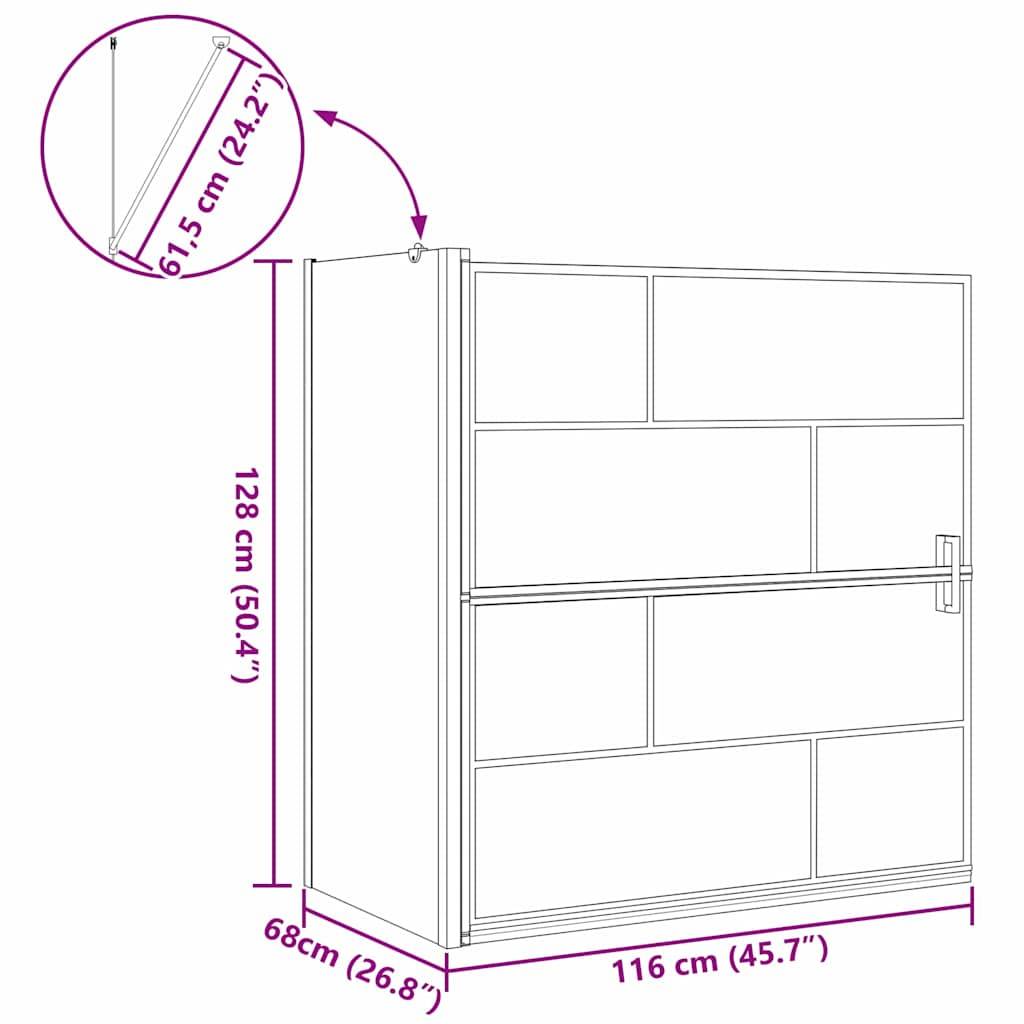 vidaXL Bad-Duschschirm Schwarz und Transparent 116 x 68 x 128 cm