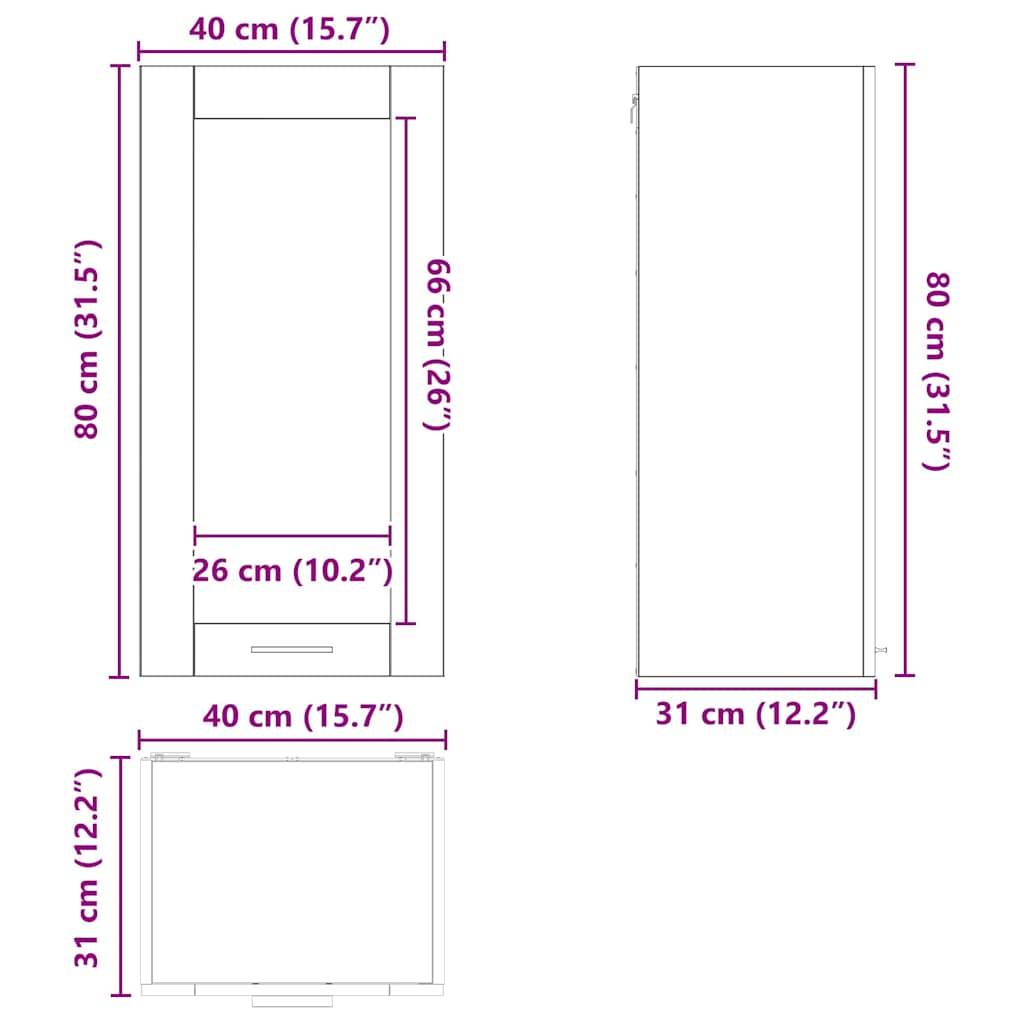 vidaXL Hängeschrank 2 pcs Artisan-Eiche 40 x 31 x 80 cm Holzwerkstoff