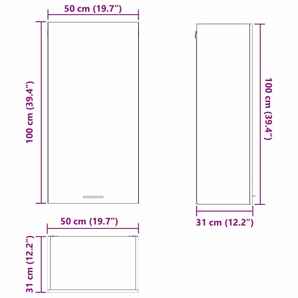 vidaXL Hängeschrank mit Speicher Weiß 50 x 31 x 100 cm Holzwerkstoff