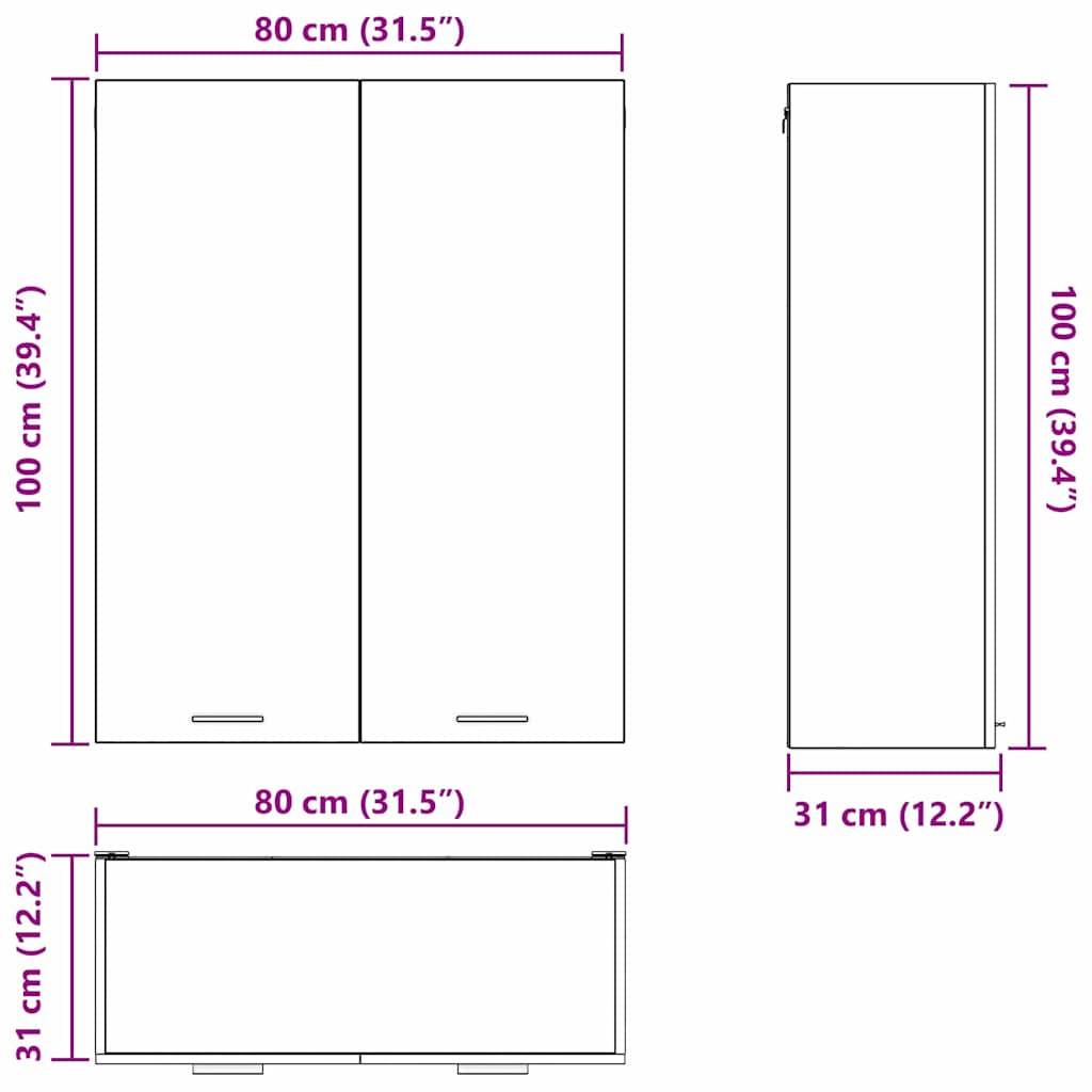 vidaXL Hängeschrank Sonoma-Eiche 80 x 31 x 100 cm Holzwerkstoff