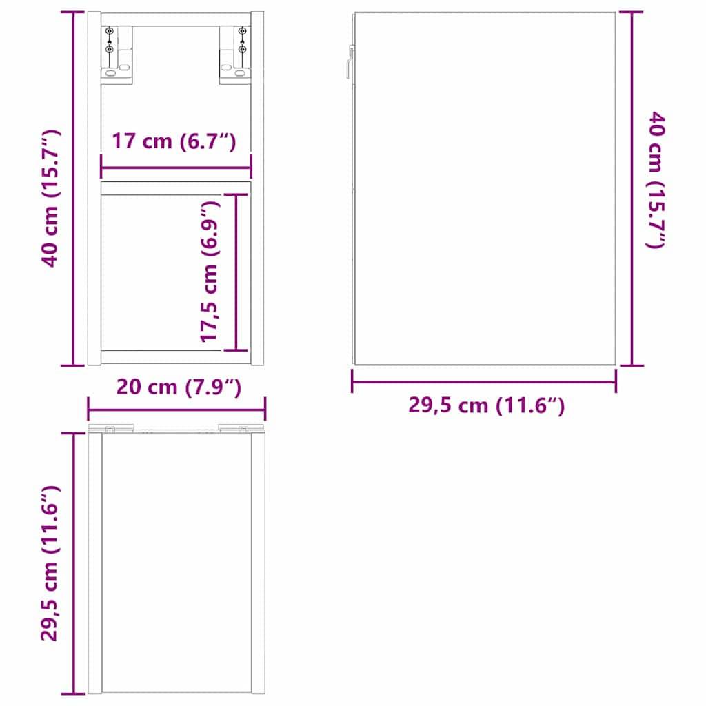 vidaXL Hängeschrank Altholz 20 x 29,5 x 40 cm Holzwerkstoff