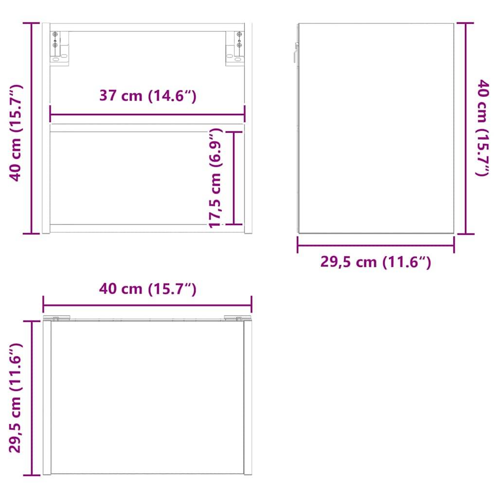 vidaXL Hängeschrank Graues Sonoma 40 x 29,5 x 40 cm Holzwerkstoff