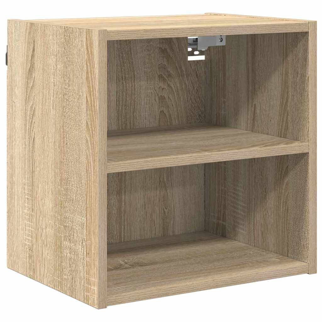 Ein kleiner, zweisäumiger Holzschrank mit offener Vorderseite, konzipiert zur Aufbewahrung oder Präsentation, der eine helle Holzmaserungstextur zeigt.