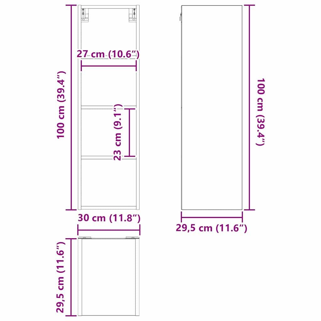 vidaXL Hängeschrank Graues Sonoma 30 x 29,5 x 100 cm Holzwerkstoff
