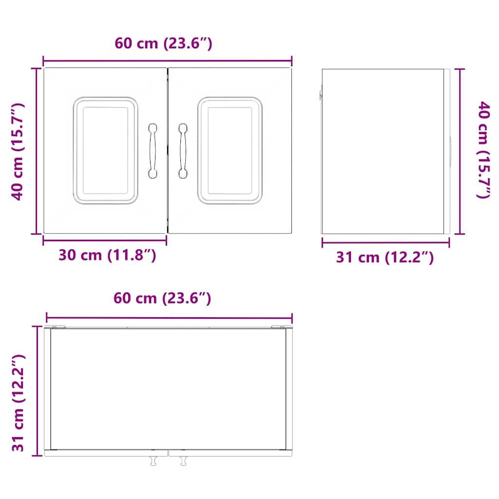 vidaXL Küchenschrank Kalmar 2 pcs Graues Sonoma 60 x 31 x 40 cm