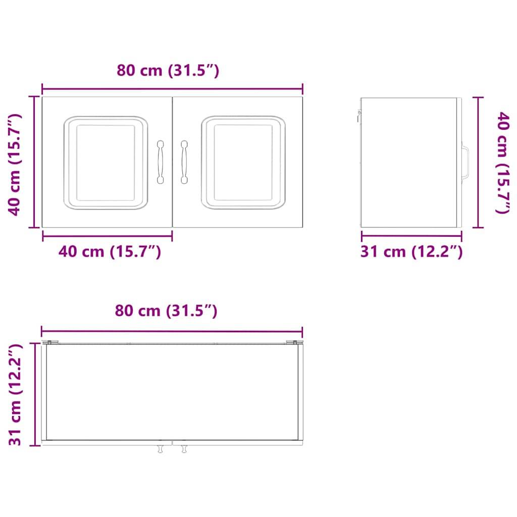 vidaXL Küchenschrank mit Speicher Kalmar Graues Sonoma 80 x 31 x 40 cm