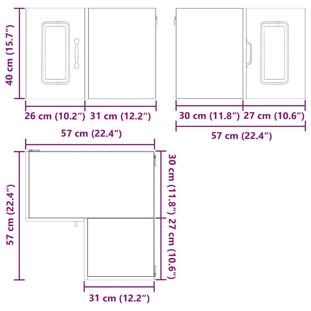 vidaXL Küchenschrank Kalmar Hochglanz Weiß 57 x 57 x 40 cm