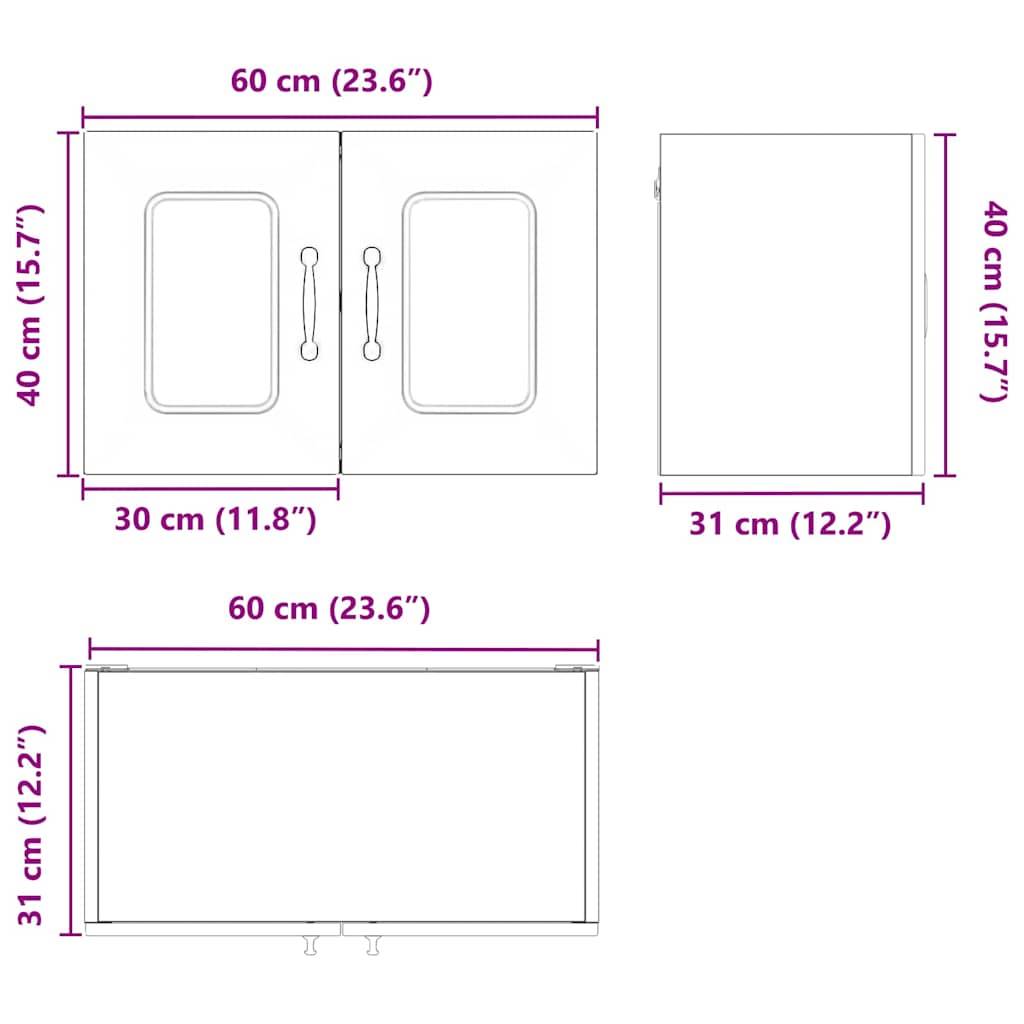 vidaXL Küchenschrank Kalmar 2 pcs Beton Grau 60 x 31 x 40 cm