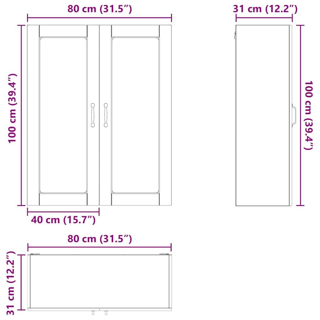 vidaXL Küchenschrank Kalmar Graues Sonoma 80 x 31 x 100 cm