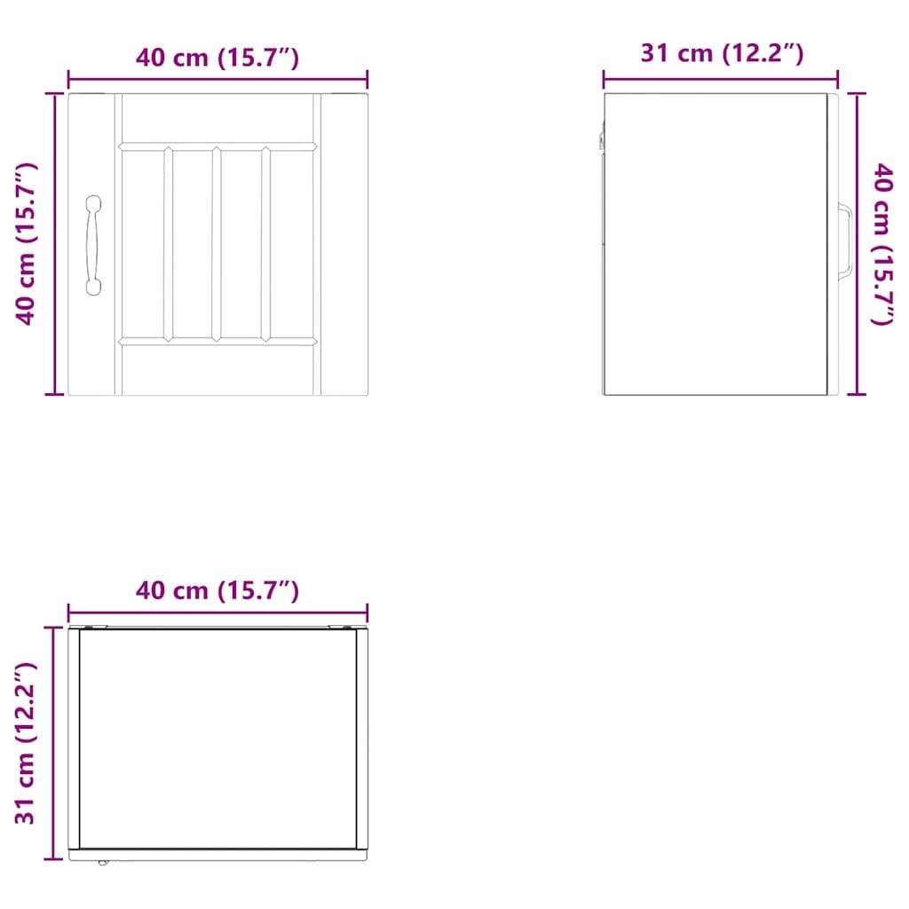 vidaXL Küchenschrank 2 pcs Altholz 40 x 31 x 40 cm Holzwerkstoff