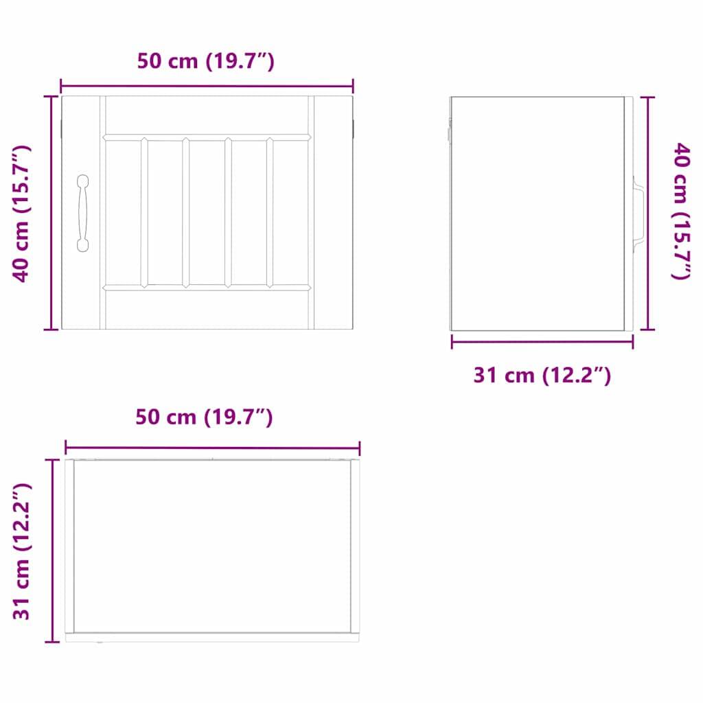 Abmessungen des Schranks: 50 cm breit (19,7