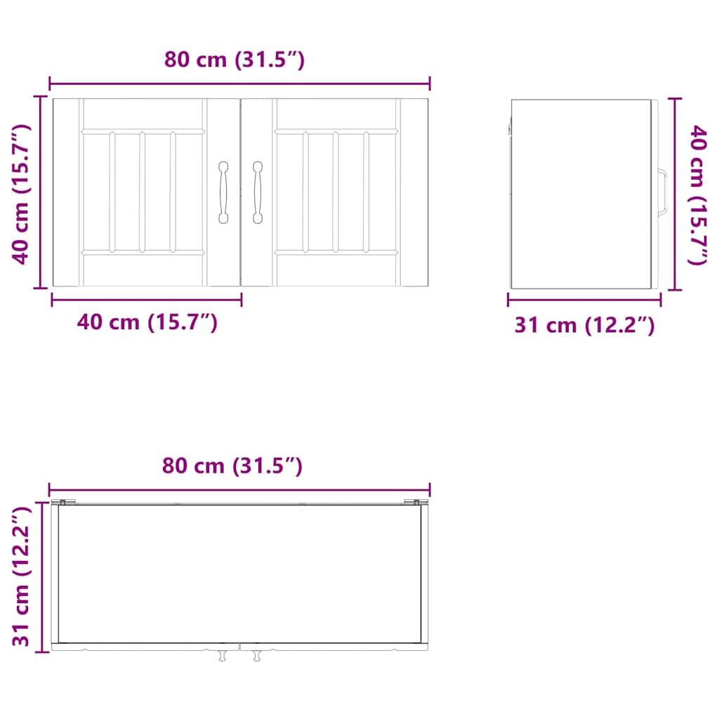vidaXL Küchenschrank Lucca Sonoma-Eiche 80 x 31 x 40 cm Holzwerkstoff