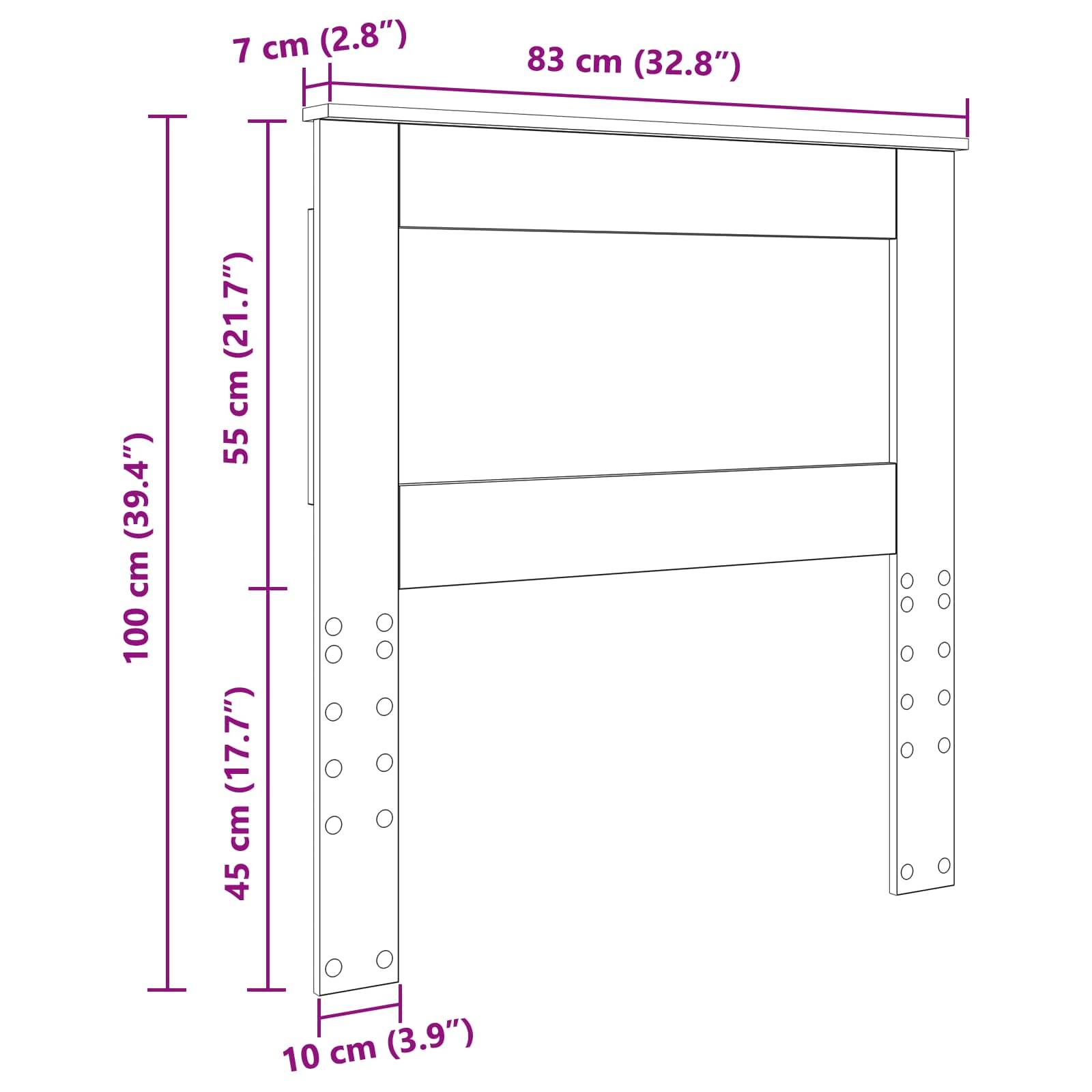 Kopfteil-Abmessungen: Breite 83 cm (32,8