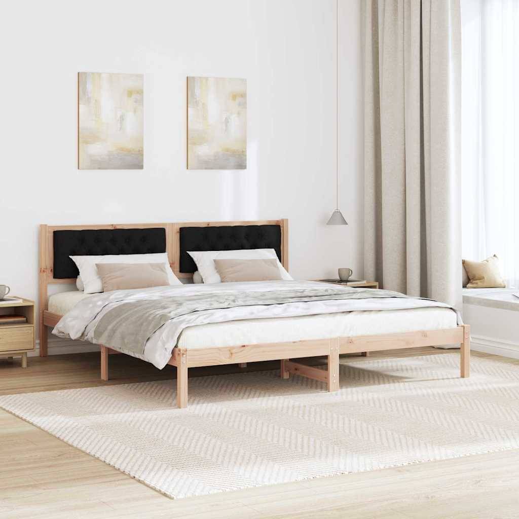 vidaXL Bettrahmen Schwarz 160 x 200 cm Massives Kiefernholz