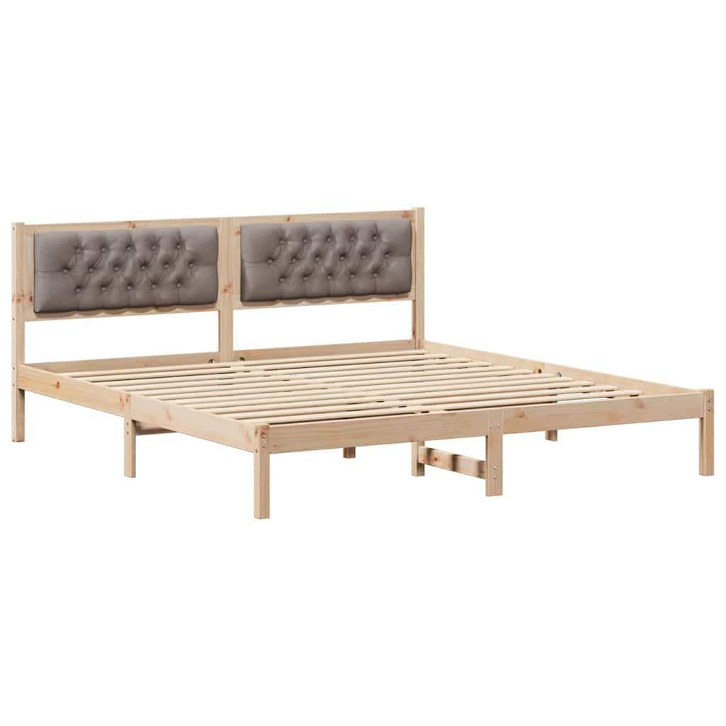 vidaXL Bettrahmen mit Kopfteil Taupe 160 x 200 cm Massives Kiefernholz