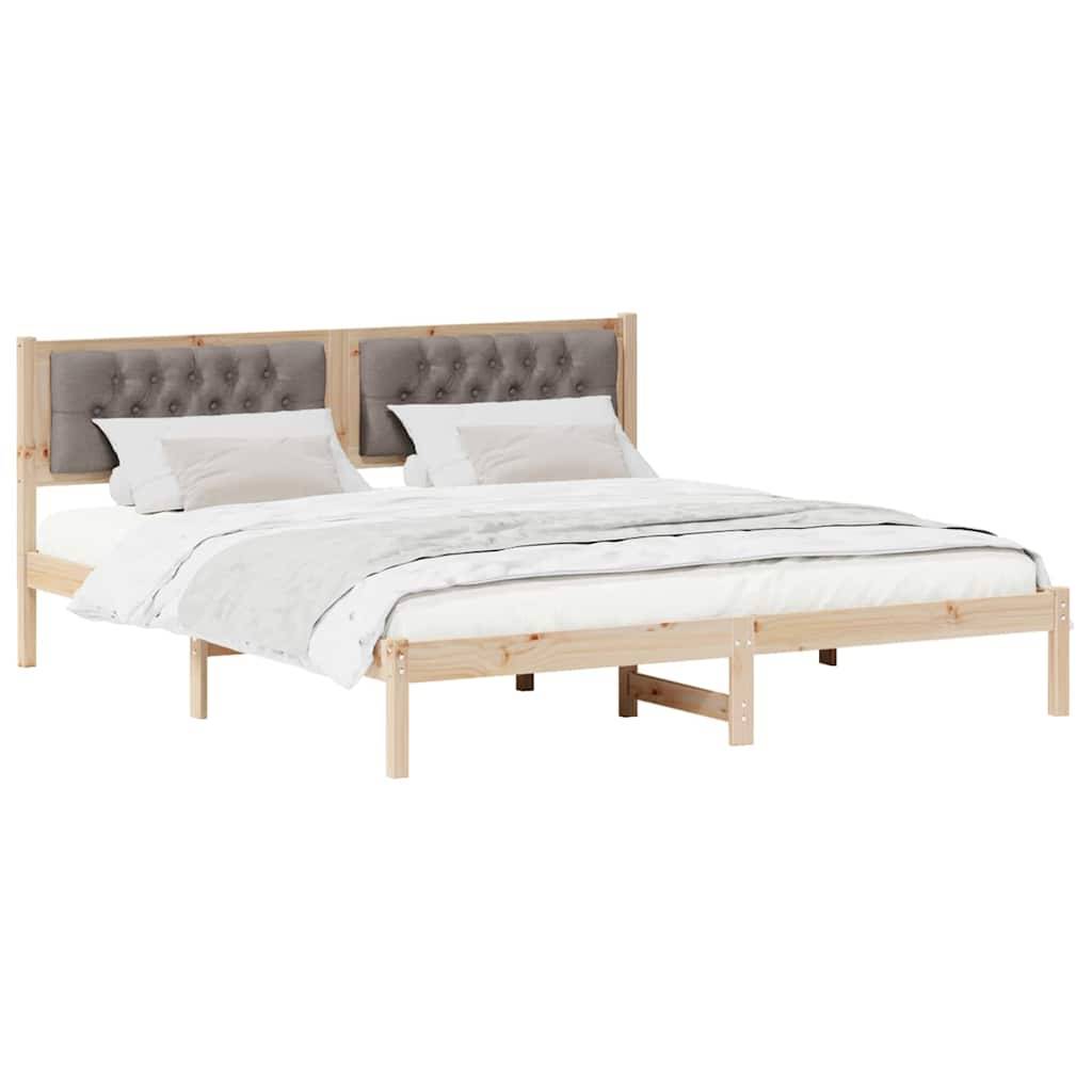 vidaXL Bettrahmen mit Kopfteil Taupe 160 x 200 cm Massives Kiefernholz