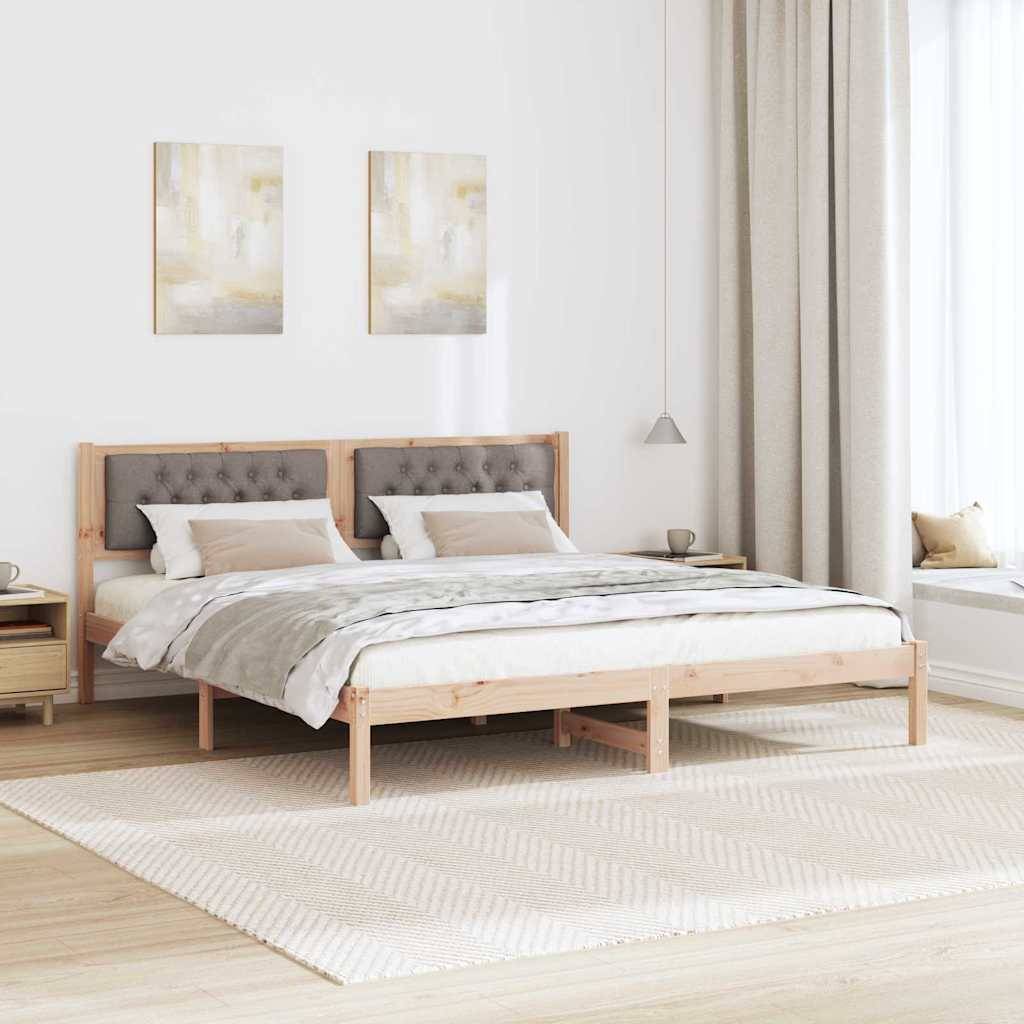 vidaXL Bettrahmen mit Kopfteil Taupe 160 x 200 cm Massives Kiefernholz
