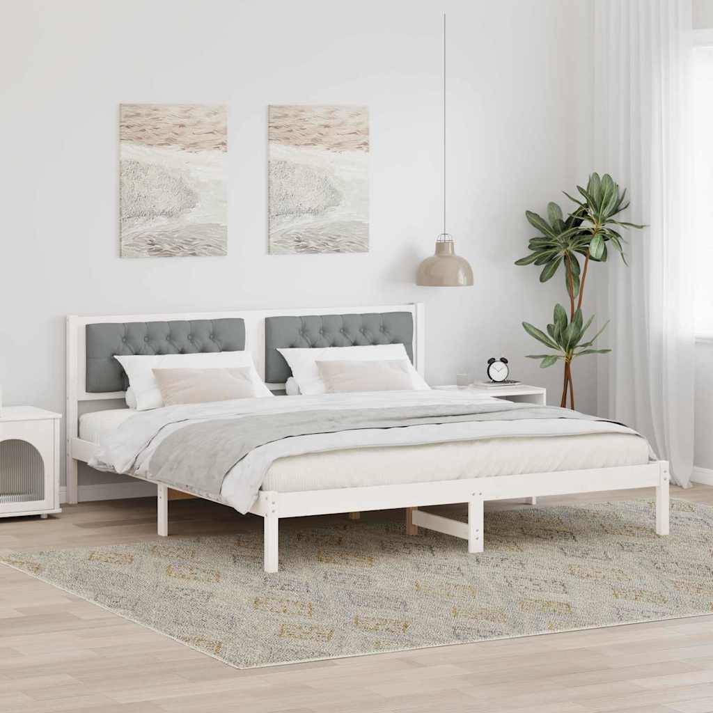 vidaXL Bettrahmen Hellgrau 160 x 200 cm Massives Kiefernholz