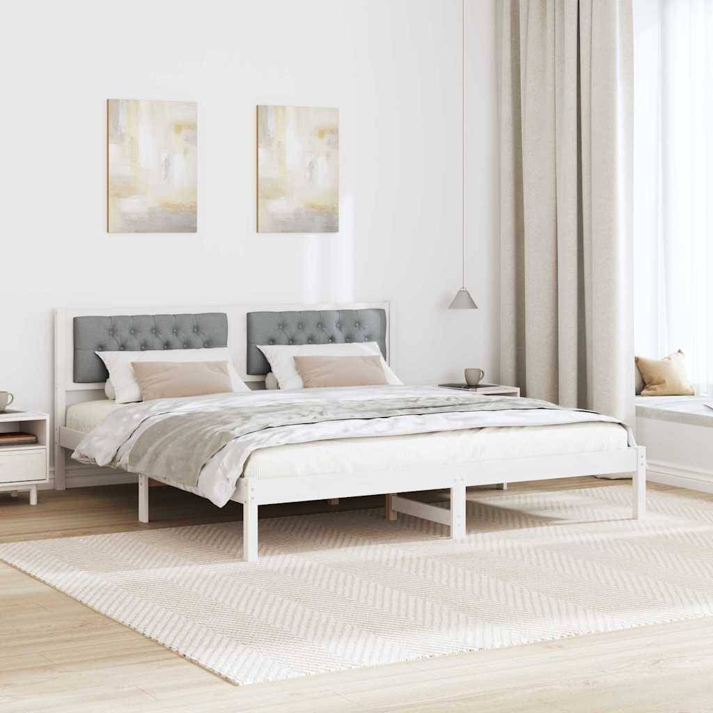 vidaXL Bettrahmen Hellgrau 160 x 200 cm Massives Kiefernholz