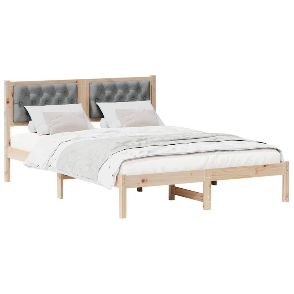 vidaXL Bettrahmen Hellgrau 150 x 200 cm Massives Kiefernholz