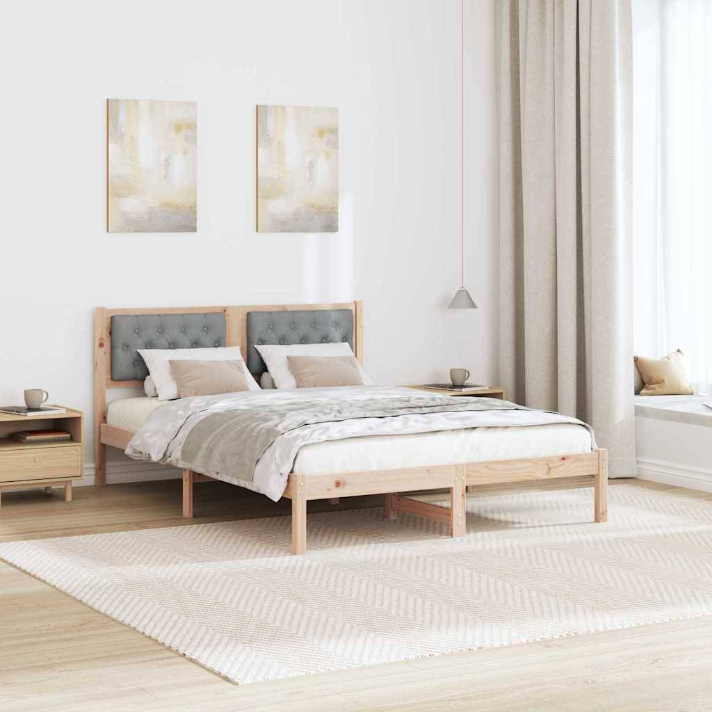 vidaXL Bettrahmen Hellgrau 150 x 200 cm Massives Kiefernholz
