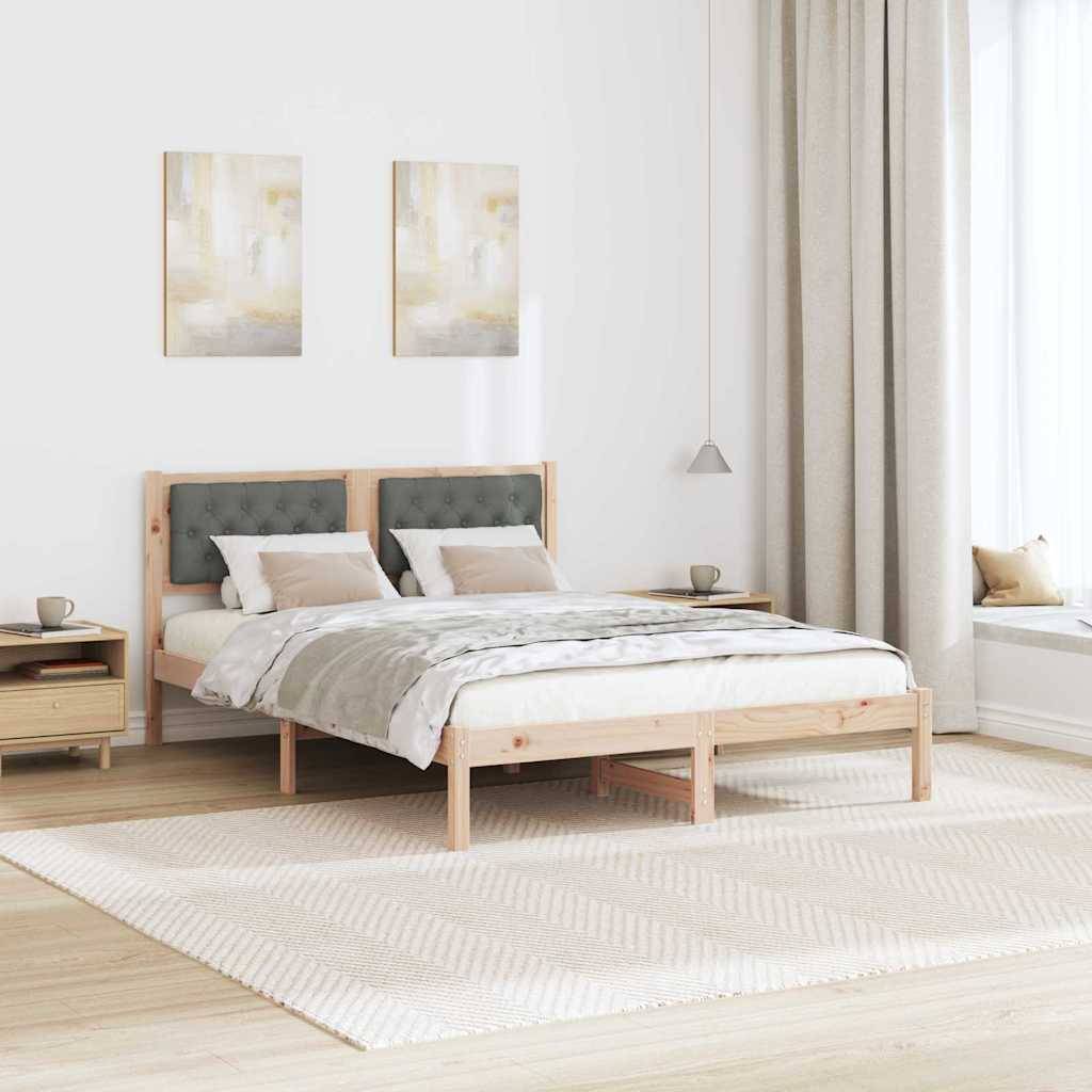 vidaXL Bettrahmen Dunkelgrau 150 x 200 cm Massives Kiefernholz