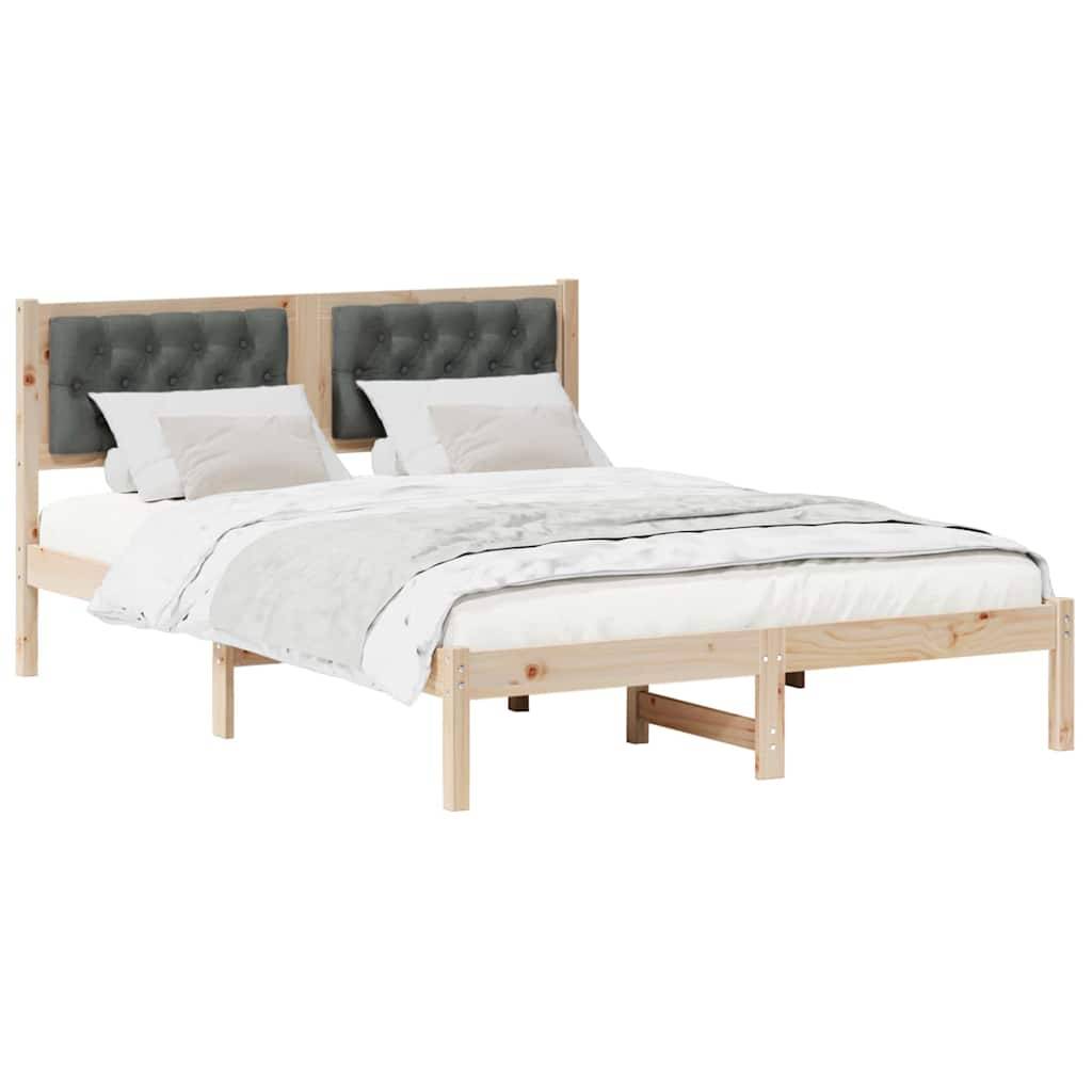 vidaXL Bettrahmen Dunkelgrau 140 x 200 cm Massives Kiefernholz