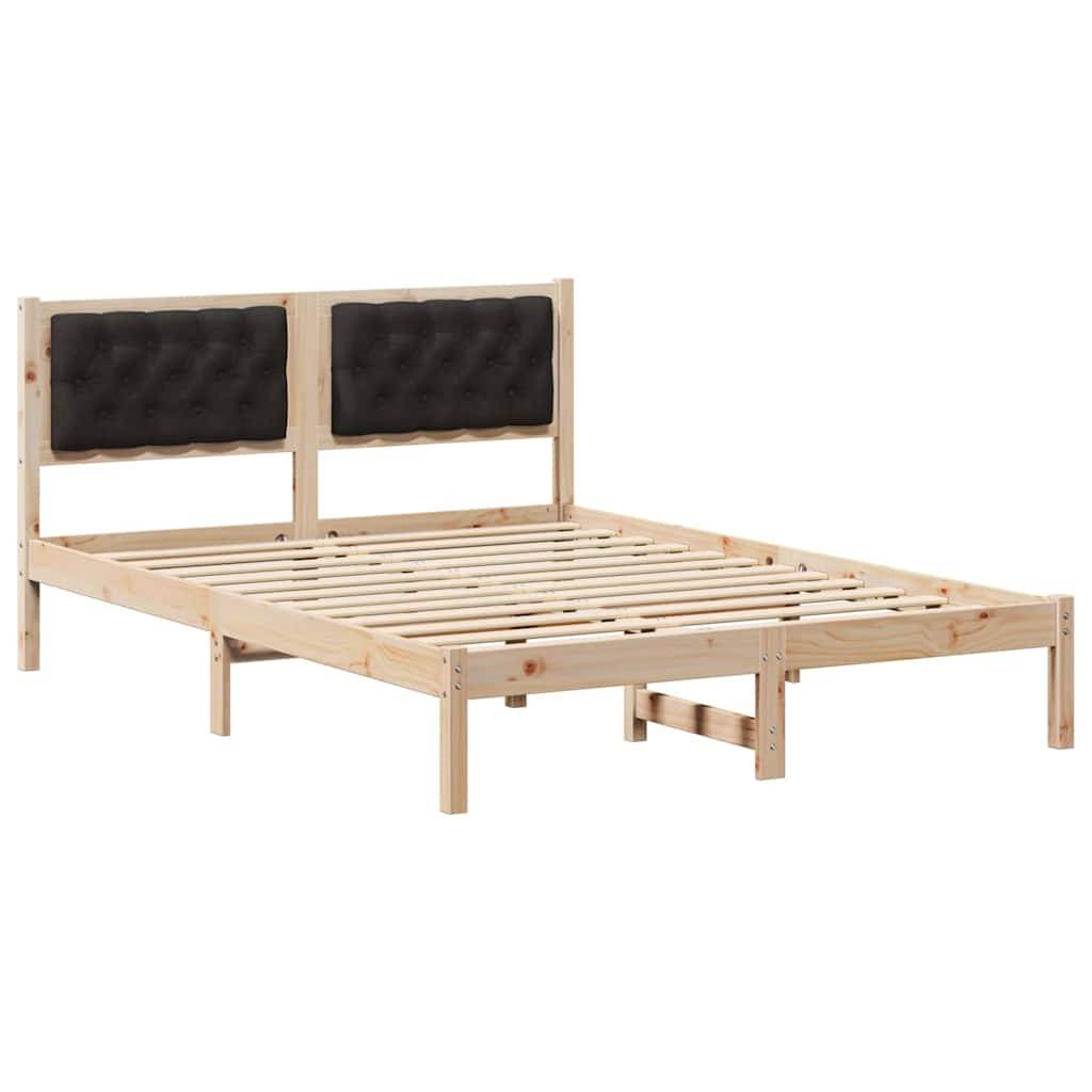 vidaXL Bettrahmen Schwarz 140 x 190 cm Massives Kiefernholz