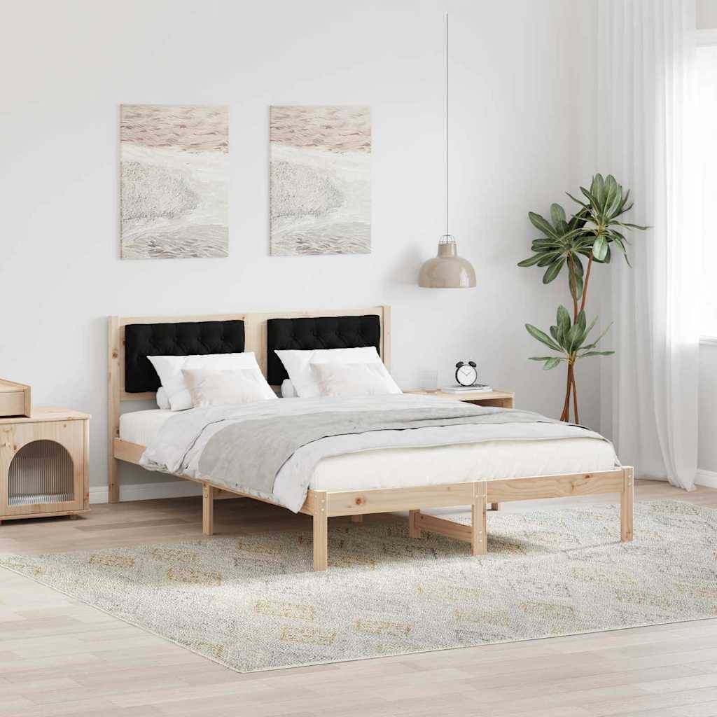 vidaXL Bettrahmen Schwarz 140 x 190 cm Massives Kiefernholz