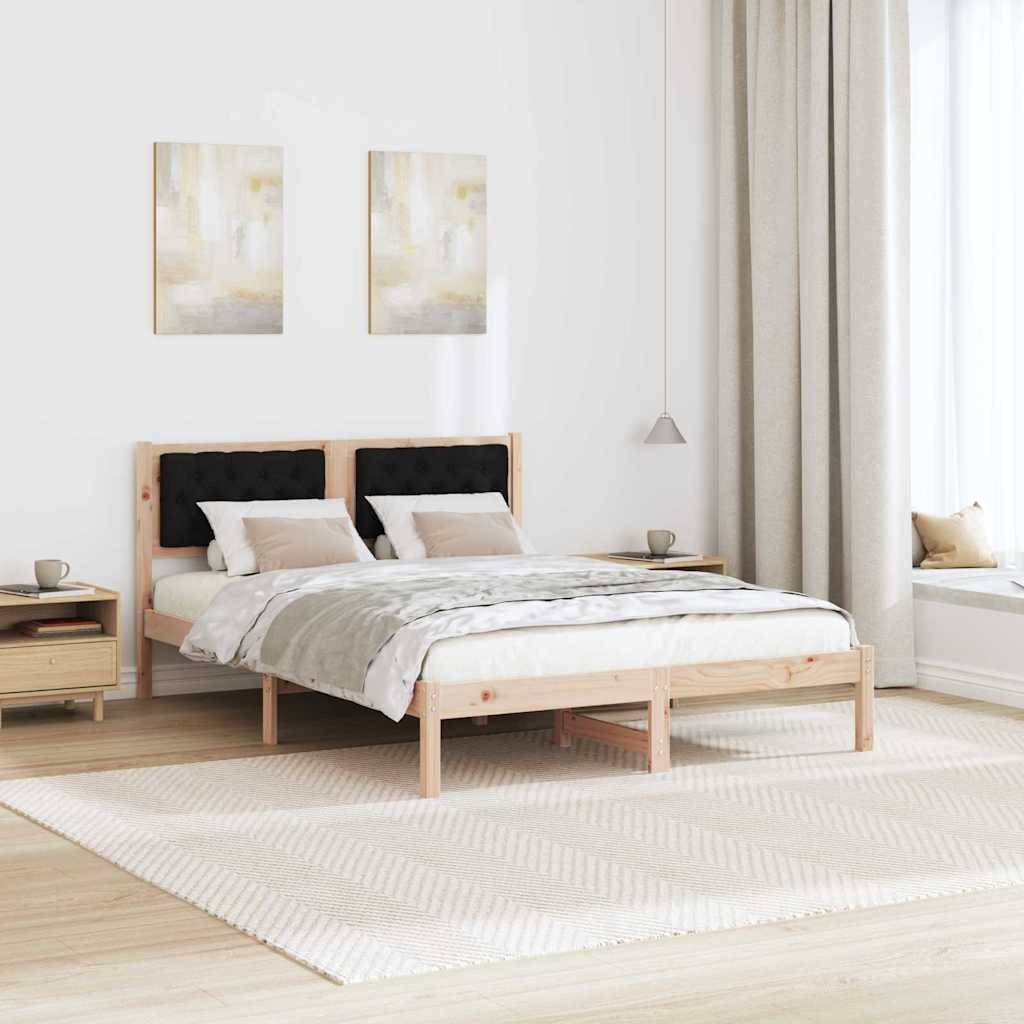 vidaXL Bettrahmen Schwarz 140 x 190 cm Massives Kiefernholz