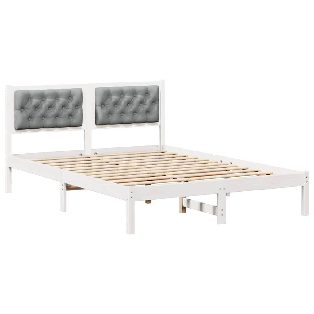 vidaXL Bettrahmen Hellgrau 150 x 200 cm Massives Kiefernholz