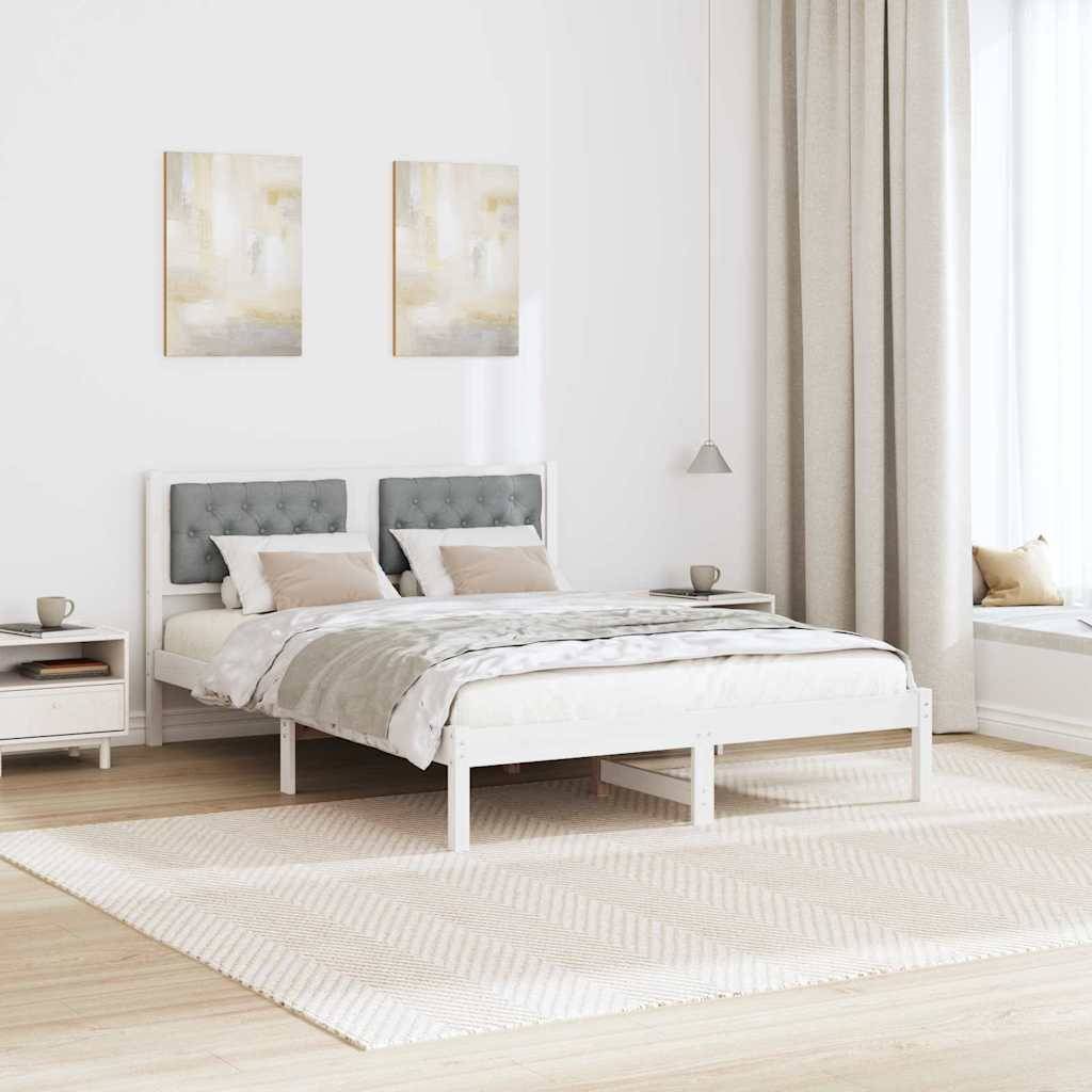 vidaXL Bettrahmen Hellgrau 150 x 200 cm Massives Kiefernholz