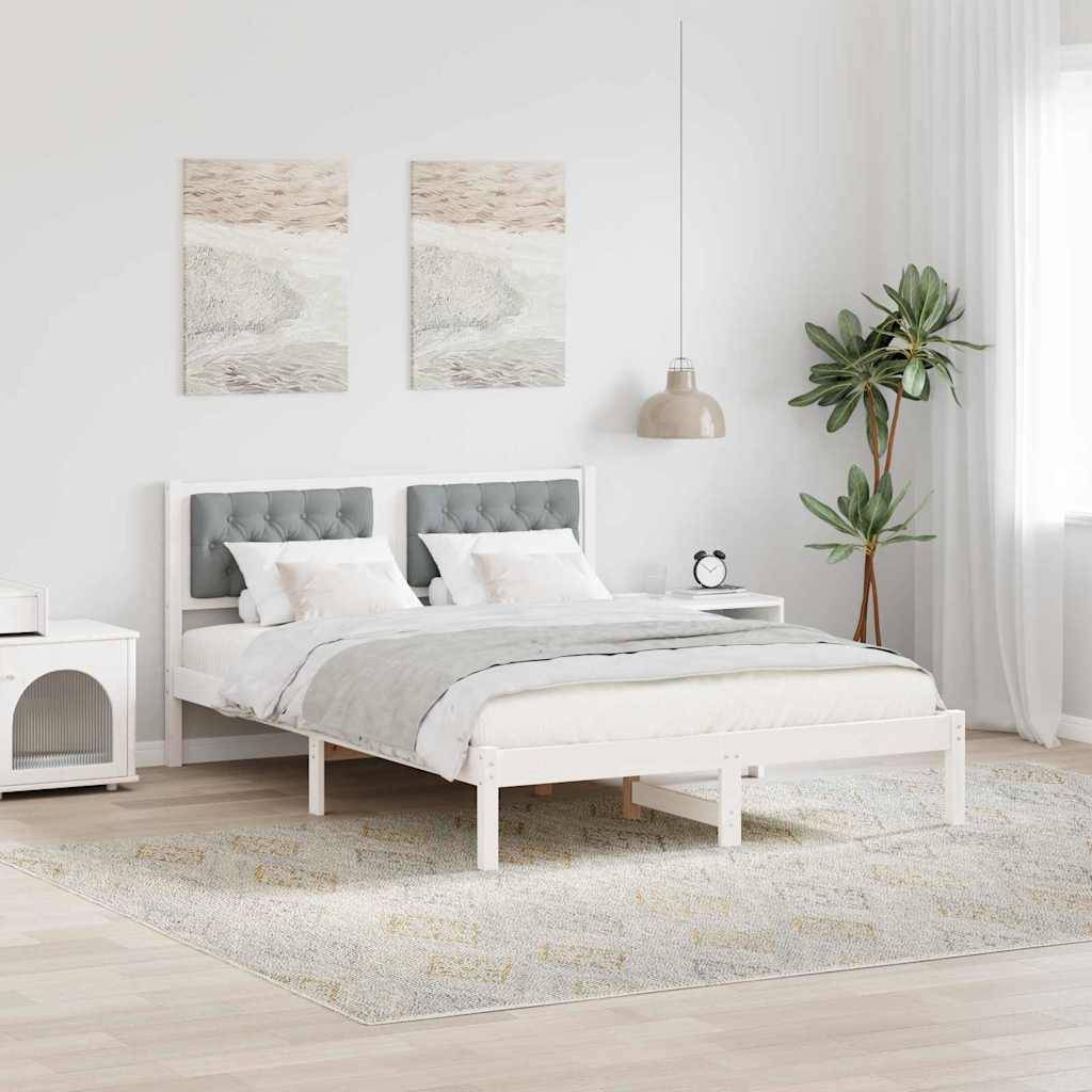 vidaXL Bettrahmen Hellgrau 150 x 200 cm Massives Kiefernholz