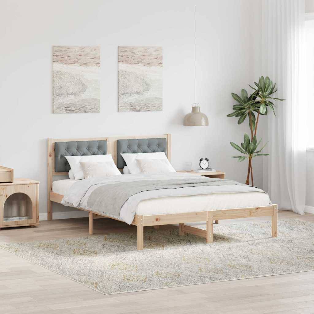vidaXL Bettrahmen Hellgrau 150 x 200 cm Massives Kiefernholz