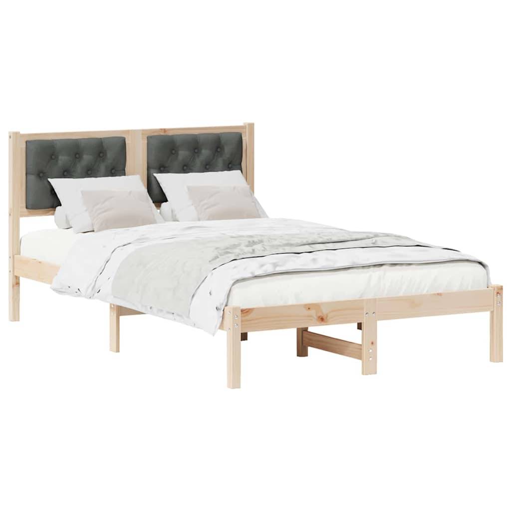 vidaXL Bettrahmen Dunkelgrau 120 x 190 cm Massives Kiefernholz