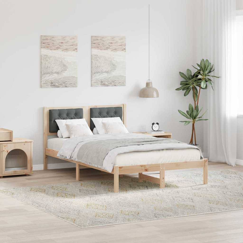 vidaXL Bettrahmen Dunkelgrau 120 x 190 cm Massives Kiefernholz