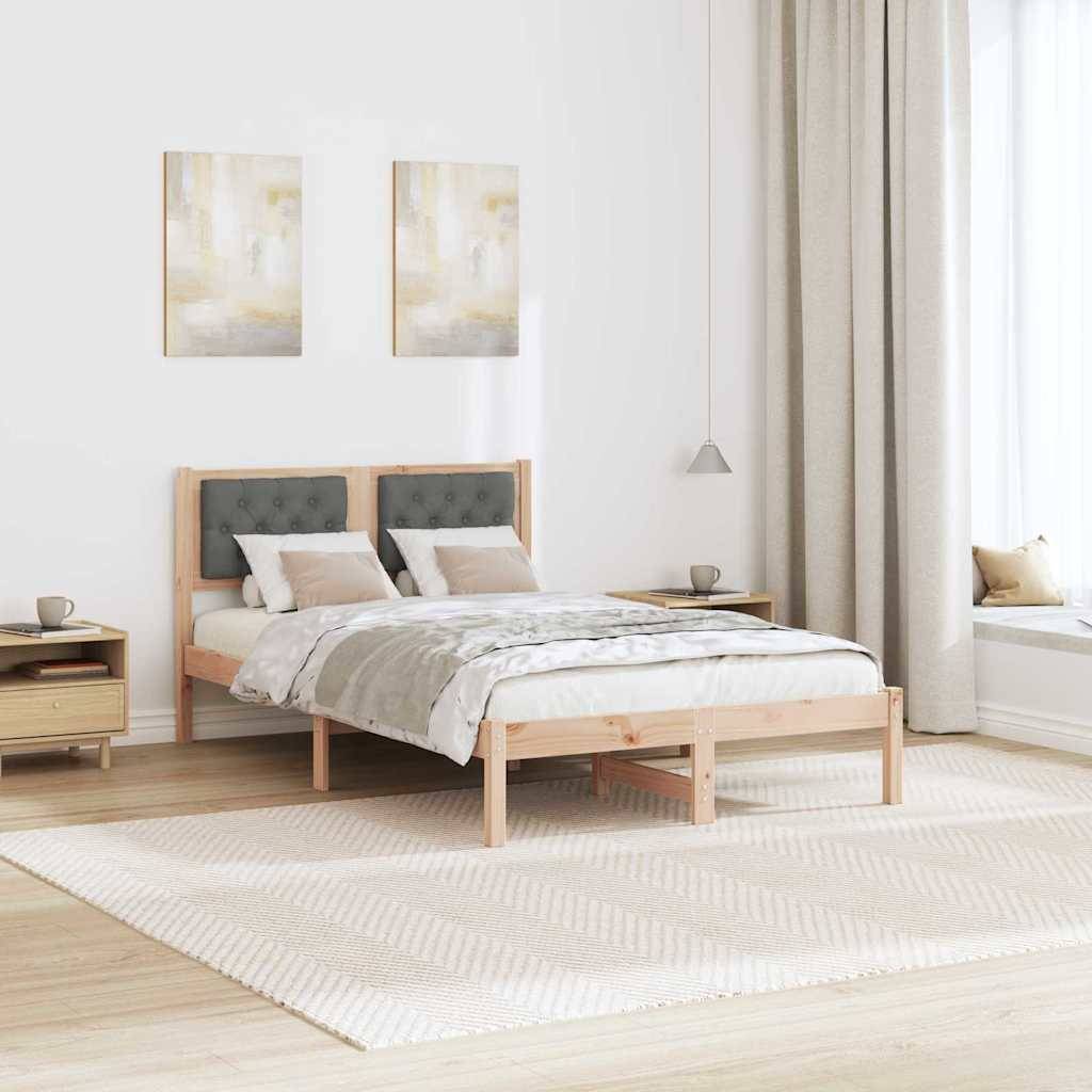 vidaXL Bettrahmen Dunkelgrau 120 x 190 cm Massives Kiefernholz
