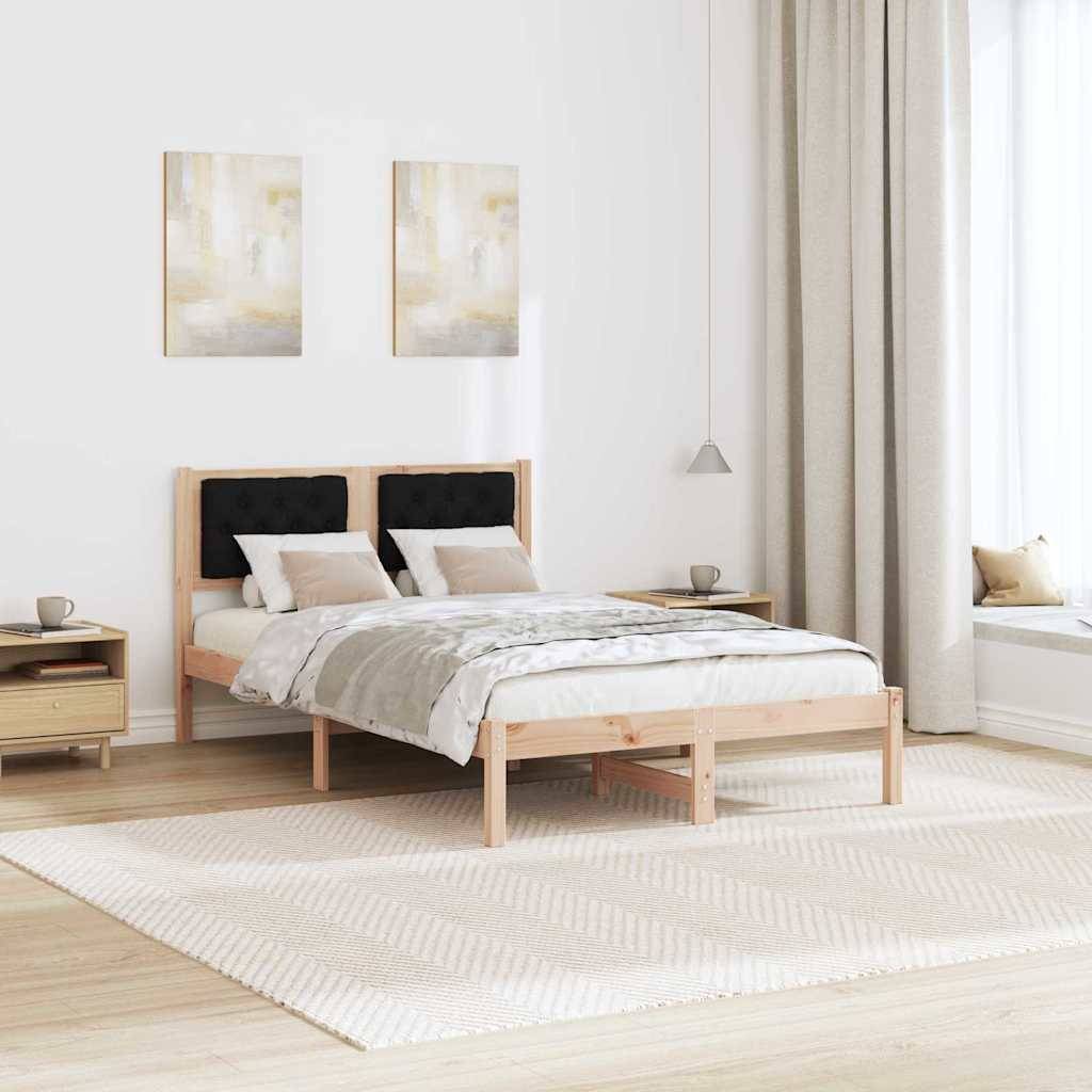 vidaXL Bettrahmen Schwarz 135 x 190 cm Massives Kiefernholz