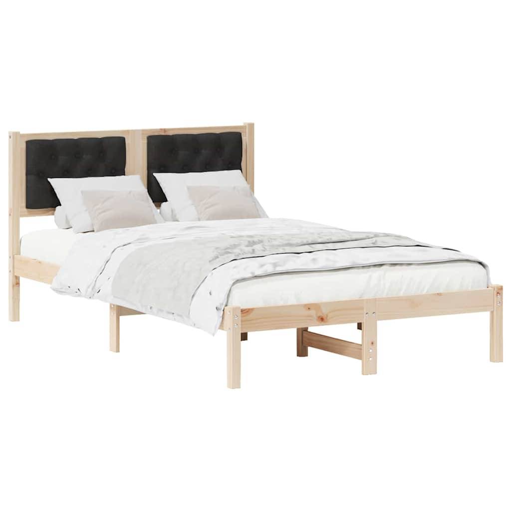 vidaXL Bettrahmen Schwarz 135 x 190 cm Massives Kiefernholz