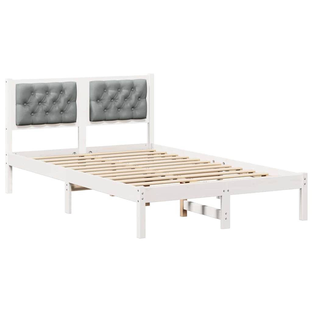 vidaXL Bettrahmen Hellgrau 135 x 190 cm Massives Kiefernholz