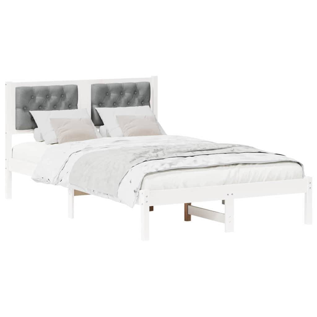 vidaXL Bettrahmen Hellgrau 135 x 190 cm Massives Kiefernholz