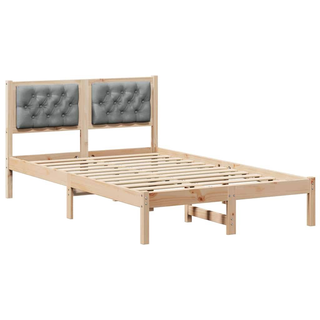 vidaXL Bettrahmen Hellgrau 120 x 190 cm Massives Kiefernholz