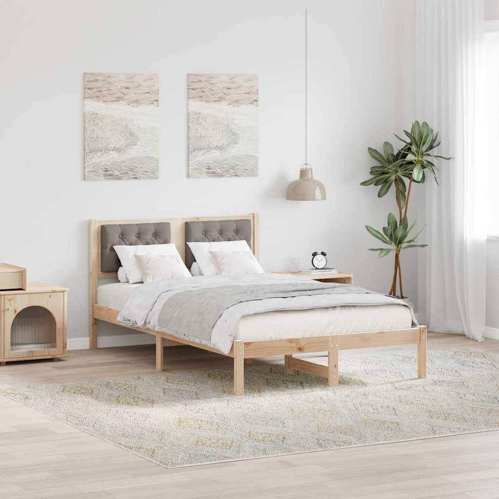 vidaXL Bettrahmen mit Kopfteil Taupe 120 x 200 cm Massives Kiefernholz