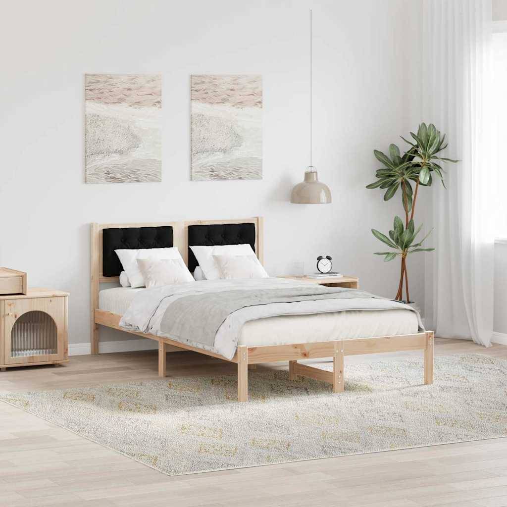 vidaXL Bettrahmen Schwarz 135 x 190 cm Massives Kiefernholz