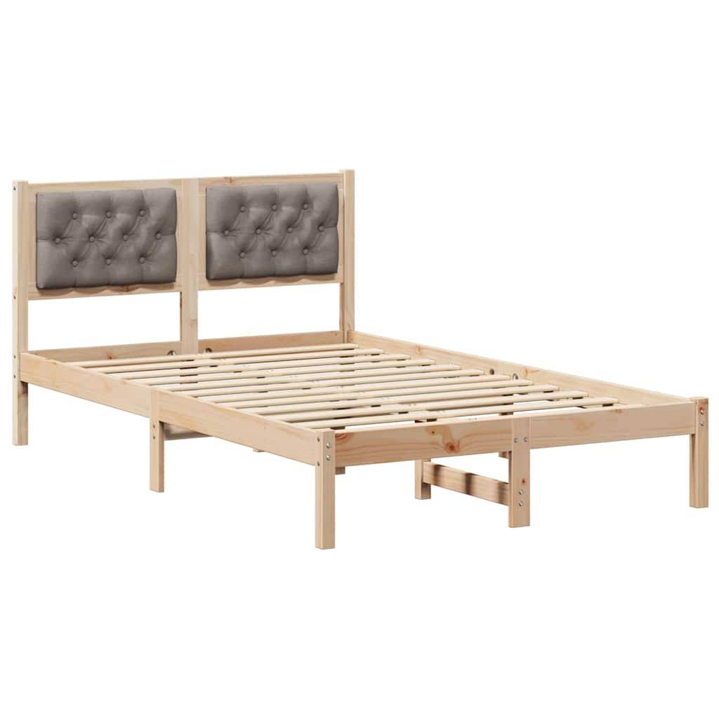 vidaXL Bettrahmen mit Kopfteil Taupe 135 x 190 cm Massives Kiefernholz