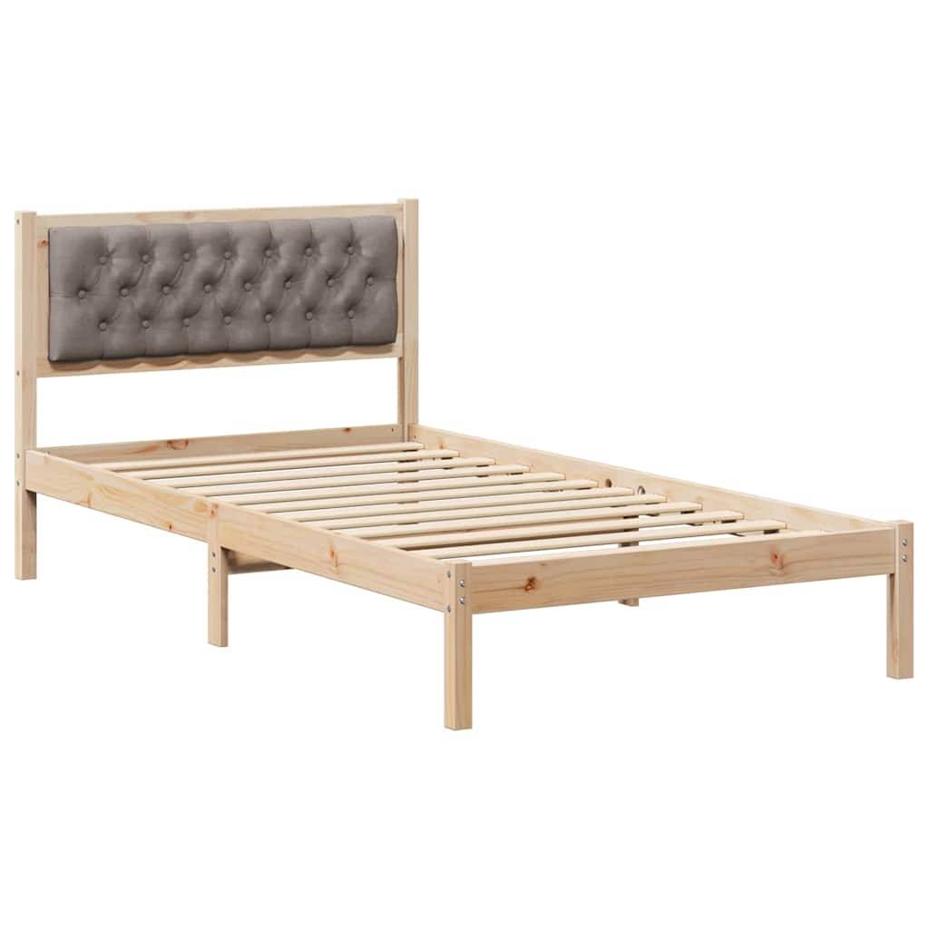 vidaXL Bettrahmen mit Kopfteil Taupe 100 x 200 cm Massives Kiefernholz