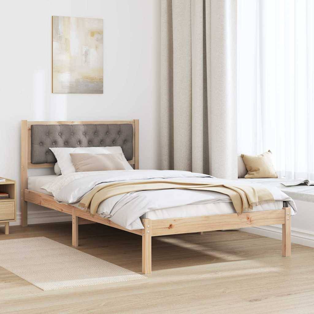 vidaXL Bettrahmen mit Kopfteil Taupe 100 x 200 cm Massives Kiefernholz