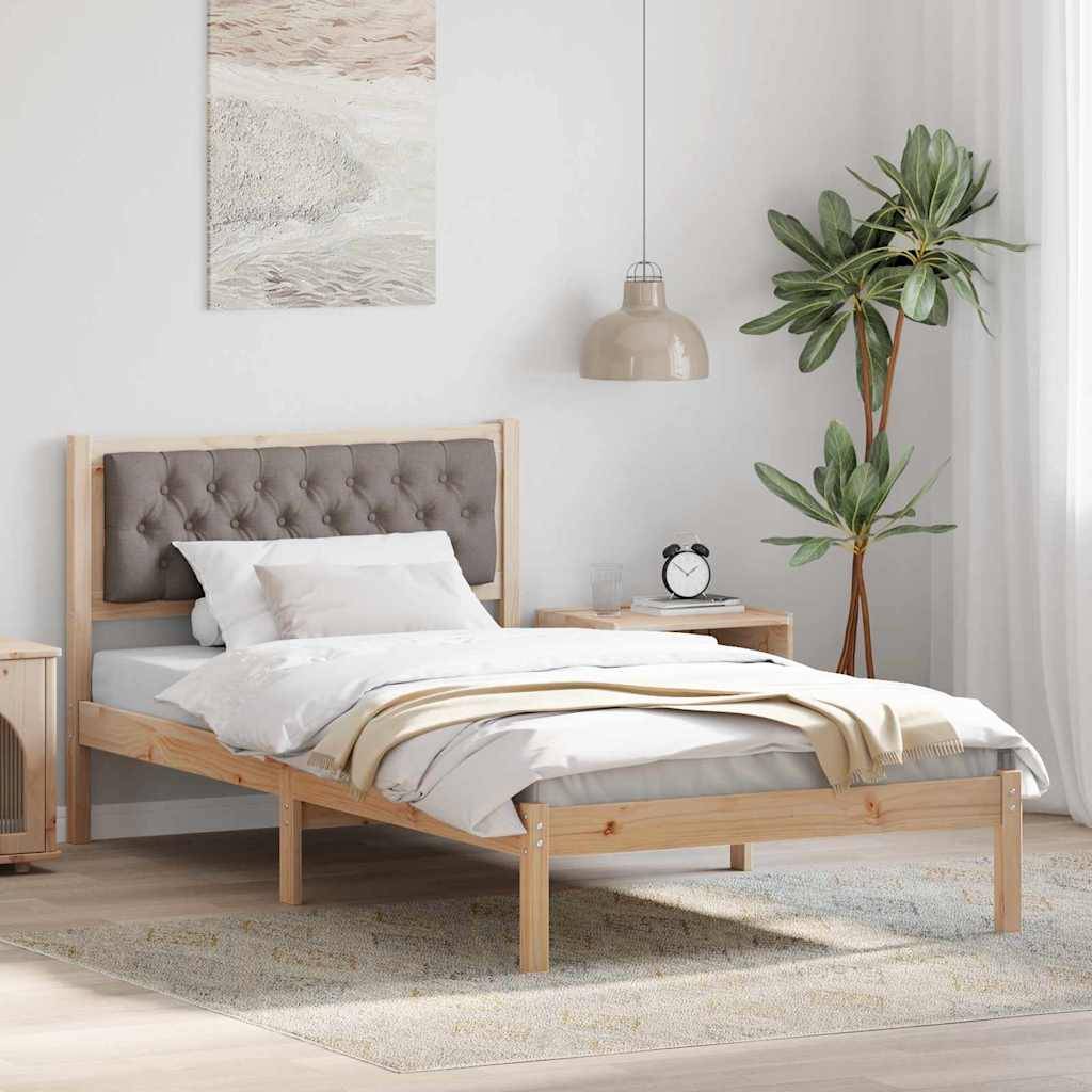 vidaXL Bettrahmen mit Kopfteil Taupe 100 x 200 cm Massives Kiefernholz