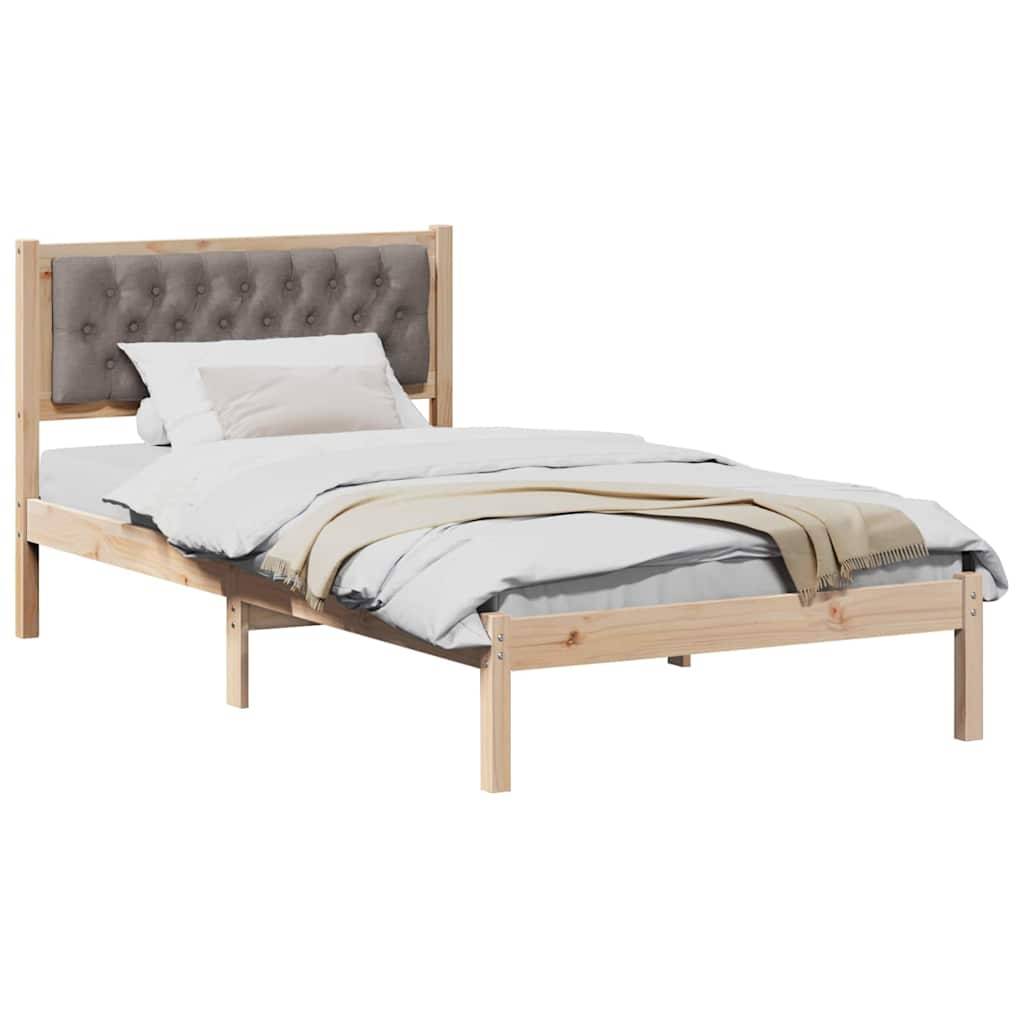 vidaXL Bettrahmen mit Kopfteil Taupe 100 x 200 cm Massives Kiefernholz